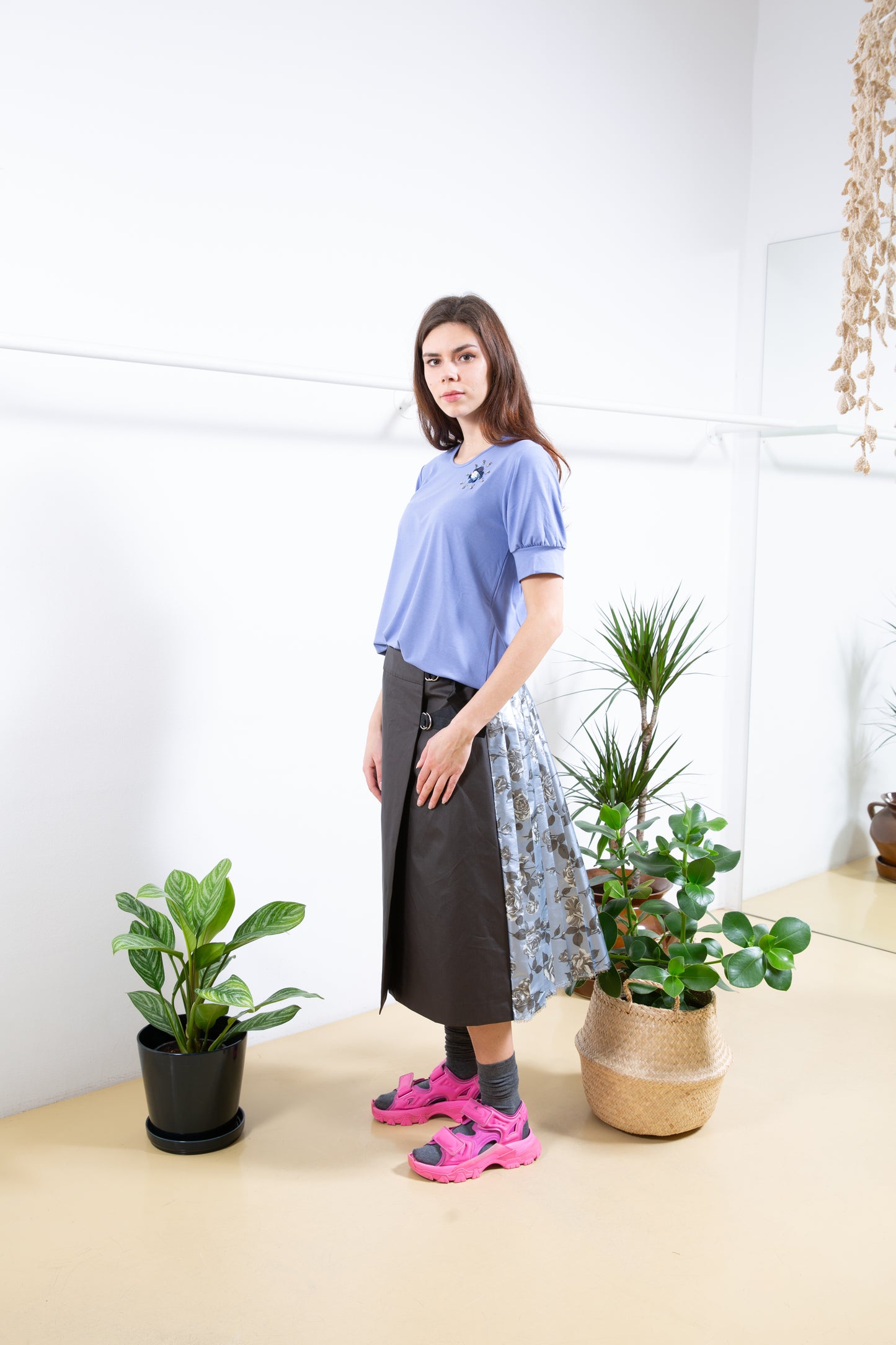 Half Pleated Black Skirt
