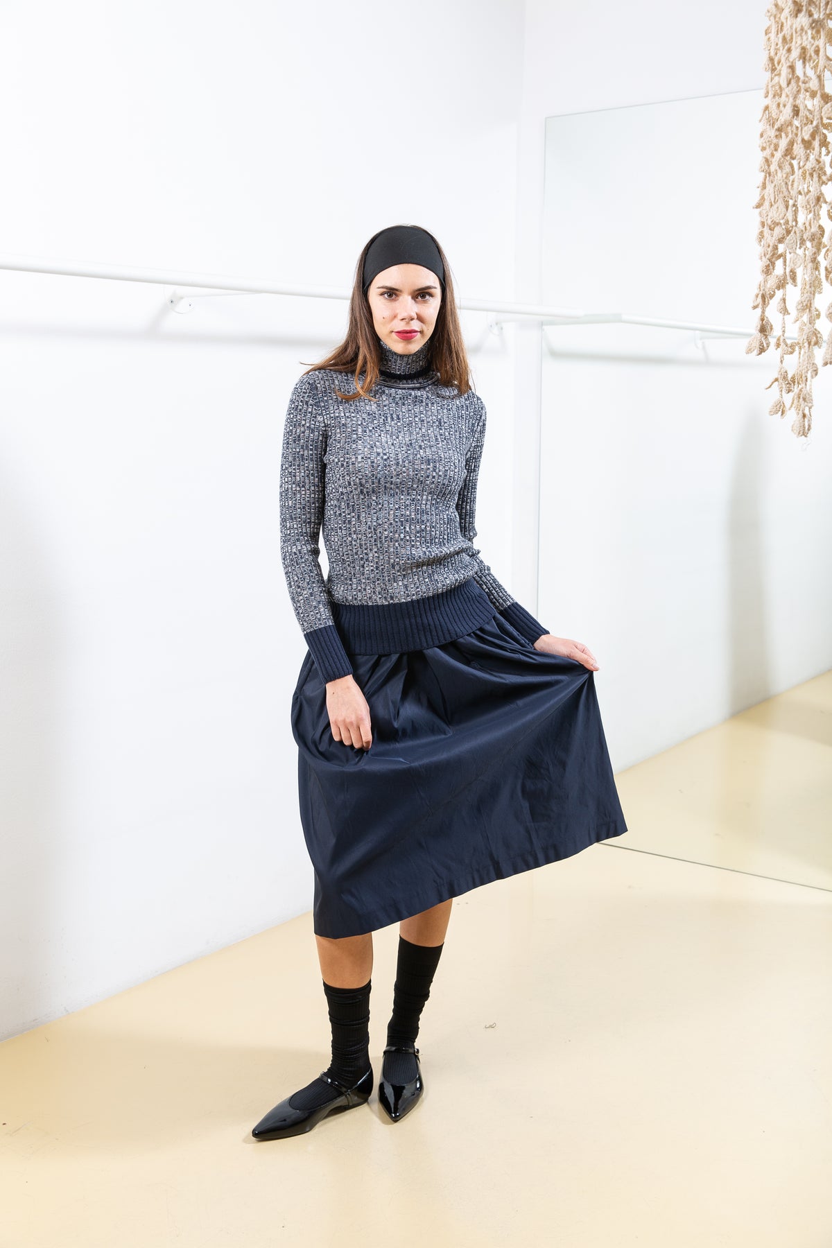 Dark Blue Skirt with Pocket Details