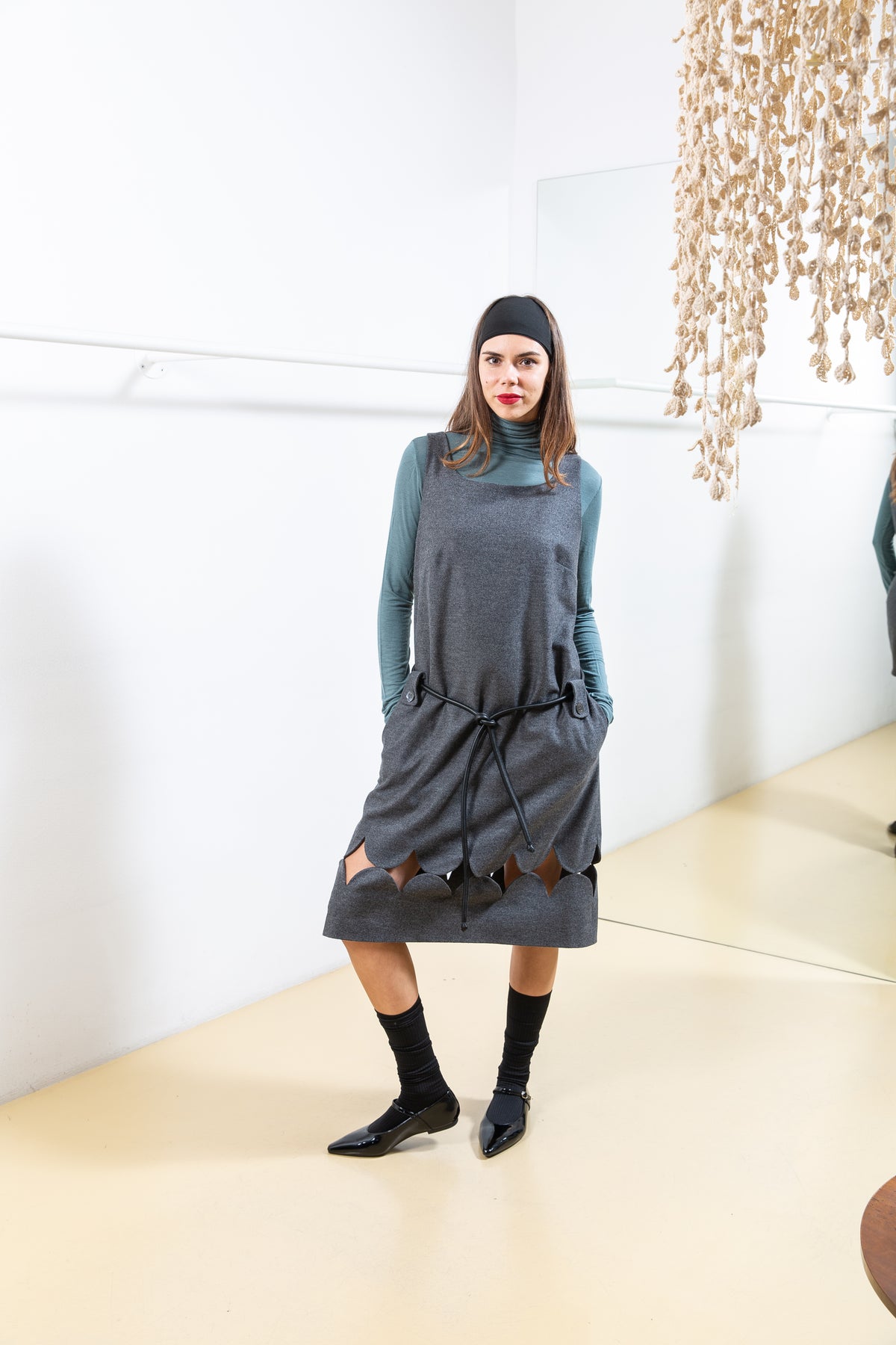 Grey Dress with Details on the bottom