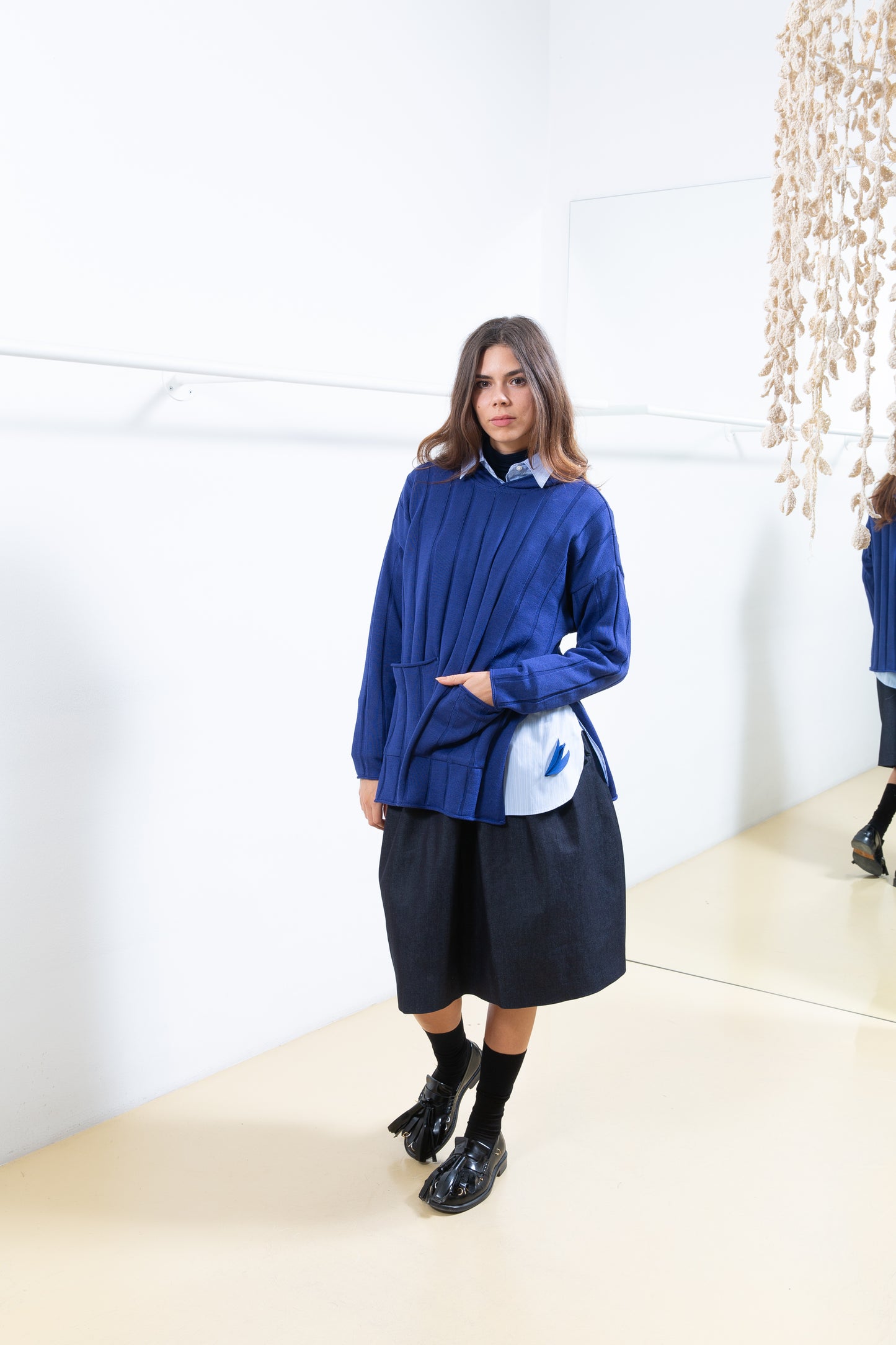 Blue Ribbed Sweater