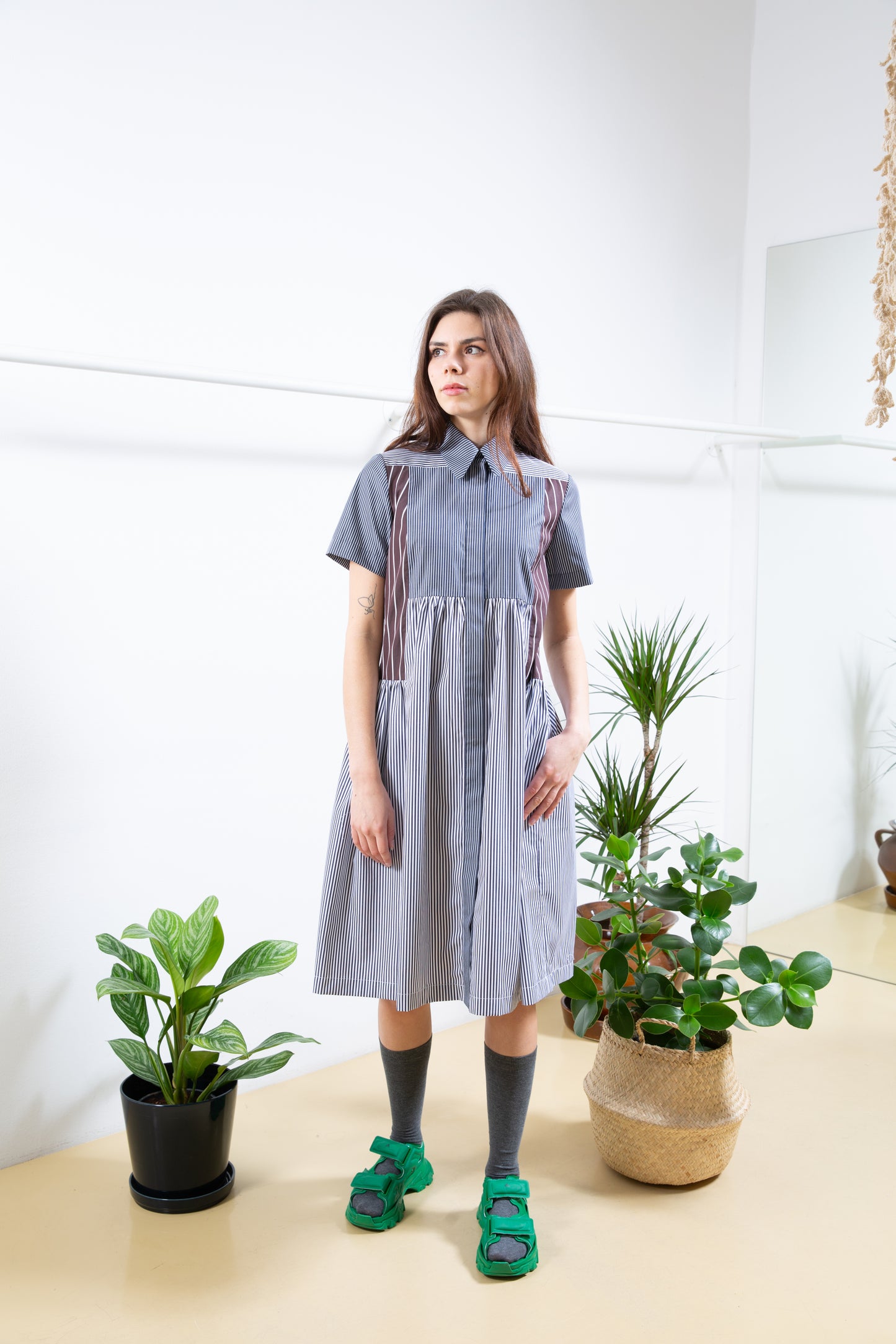 Blue Striped Shirt Dress