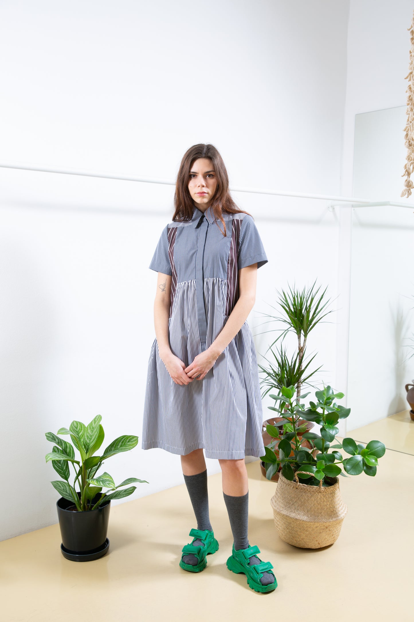 Blue Striped Shirt Dress