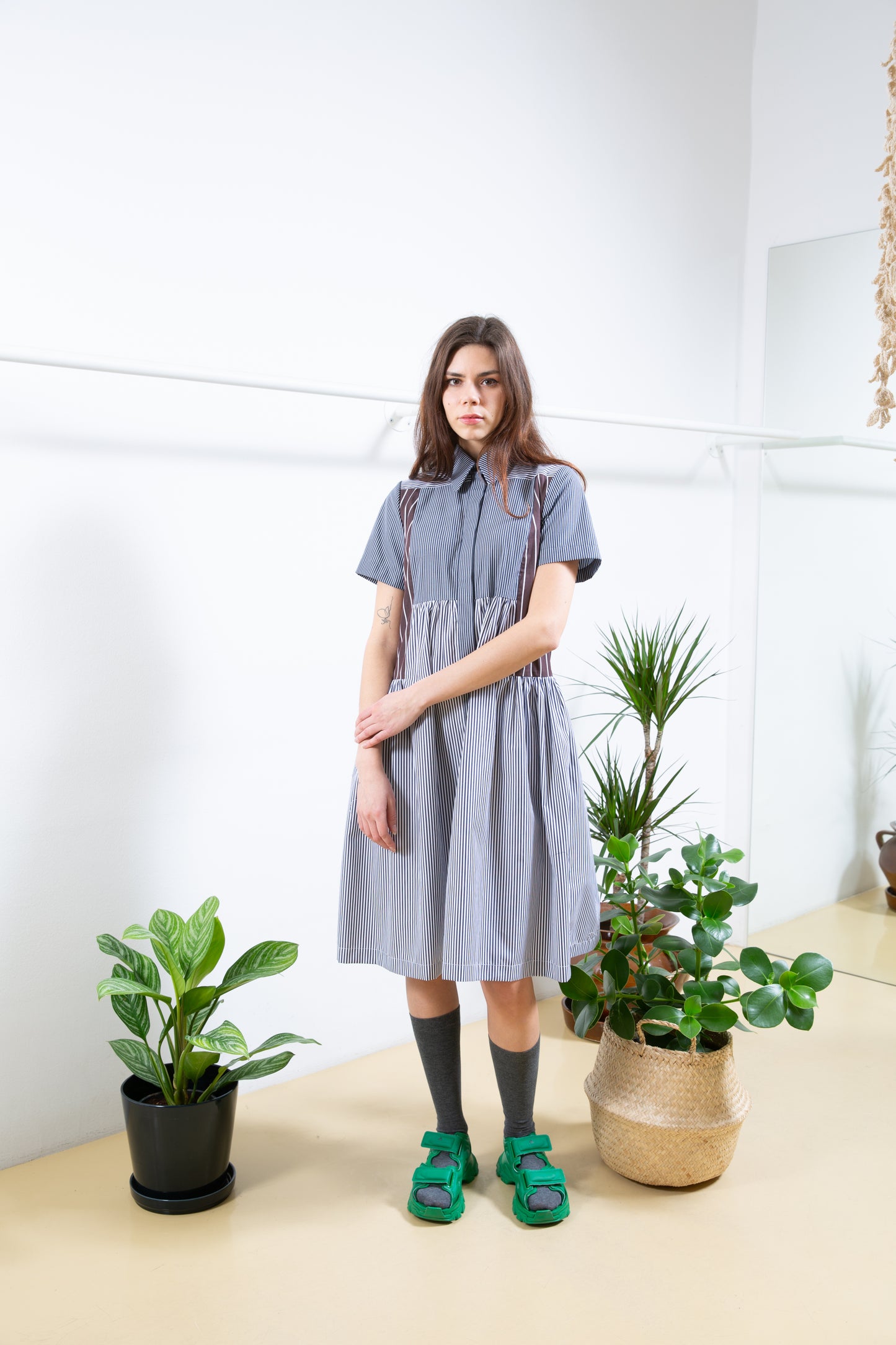 Blue Striped Shirt Dress