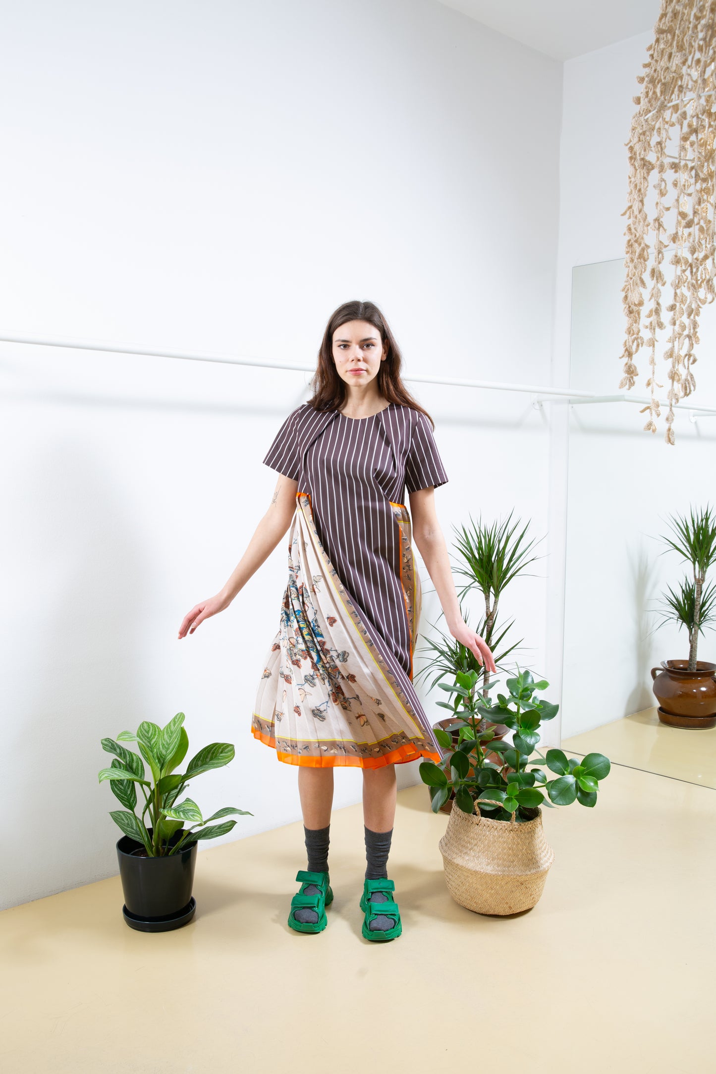 Brown Dress with Plisse