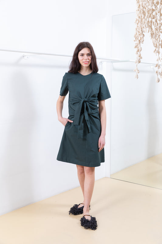 GREEN DRESS WITH TIES
