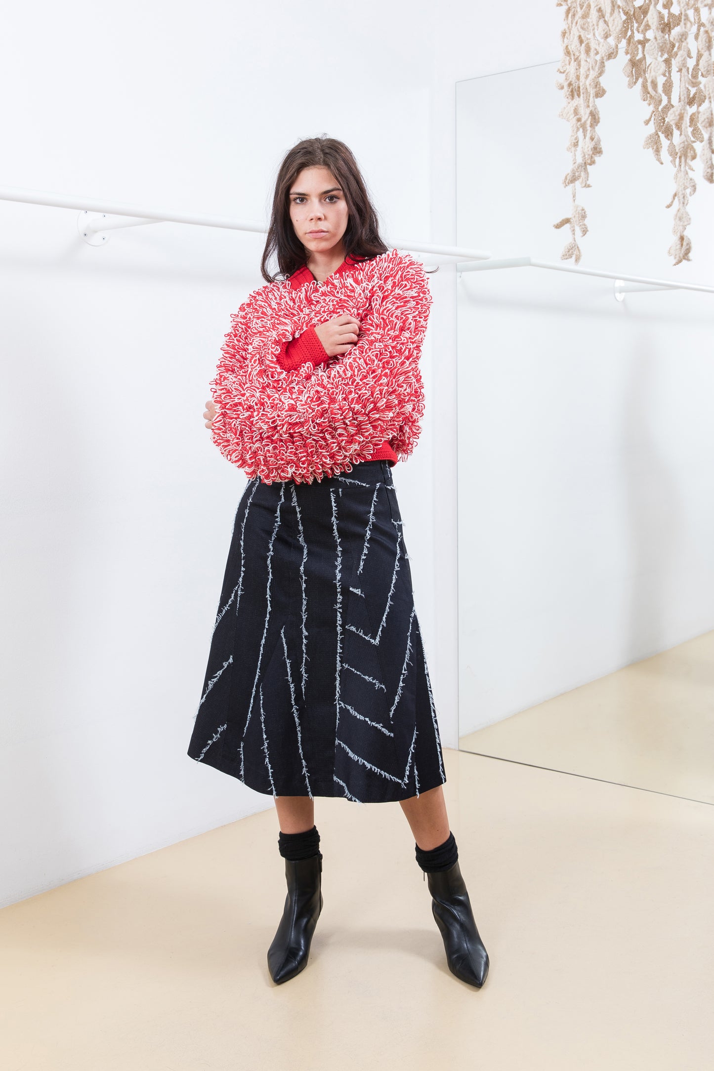 RED&WHITE CROCHET JACKET