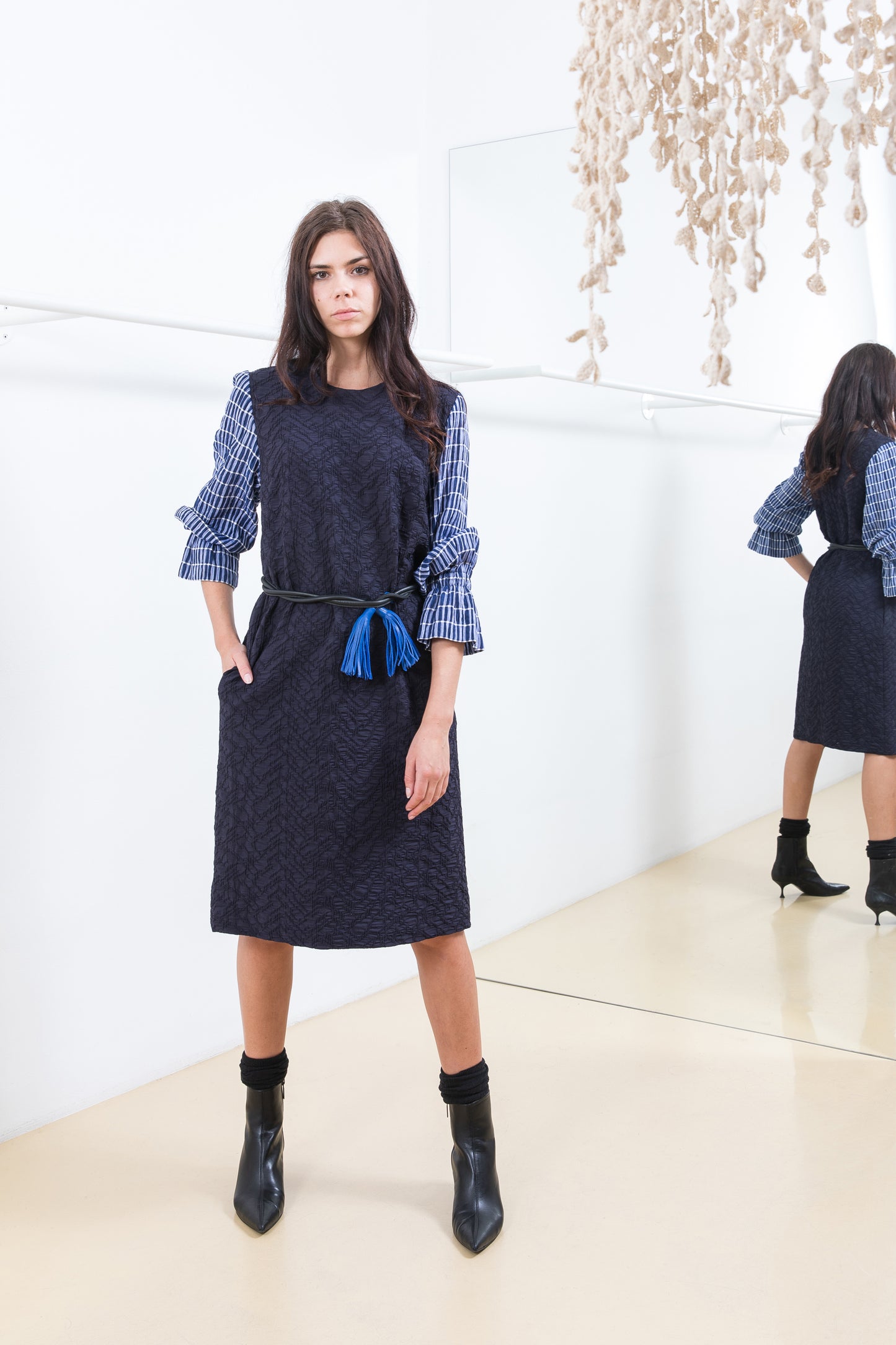 DRESS WITH BLUE SLEEVES