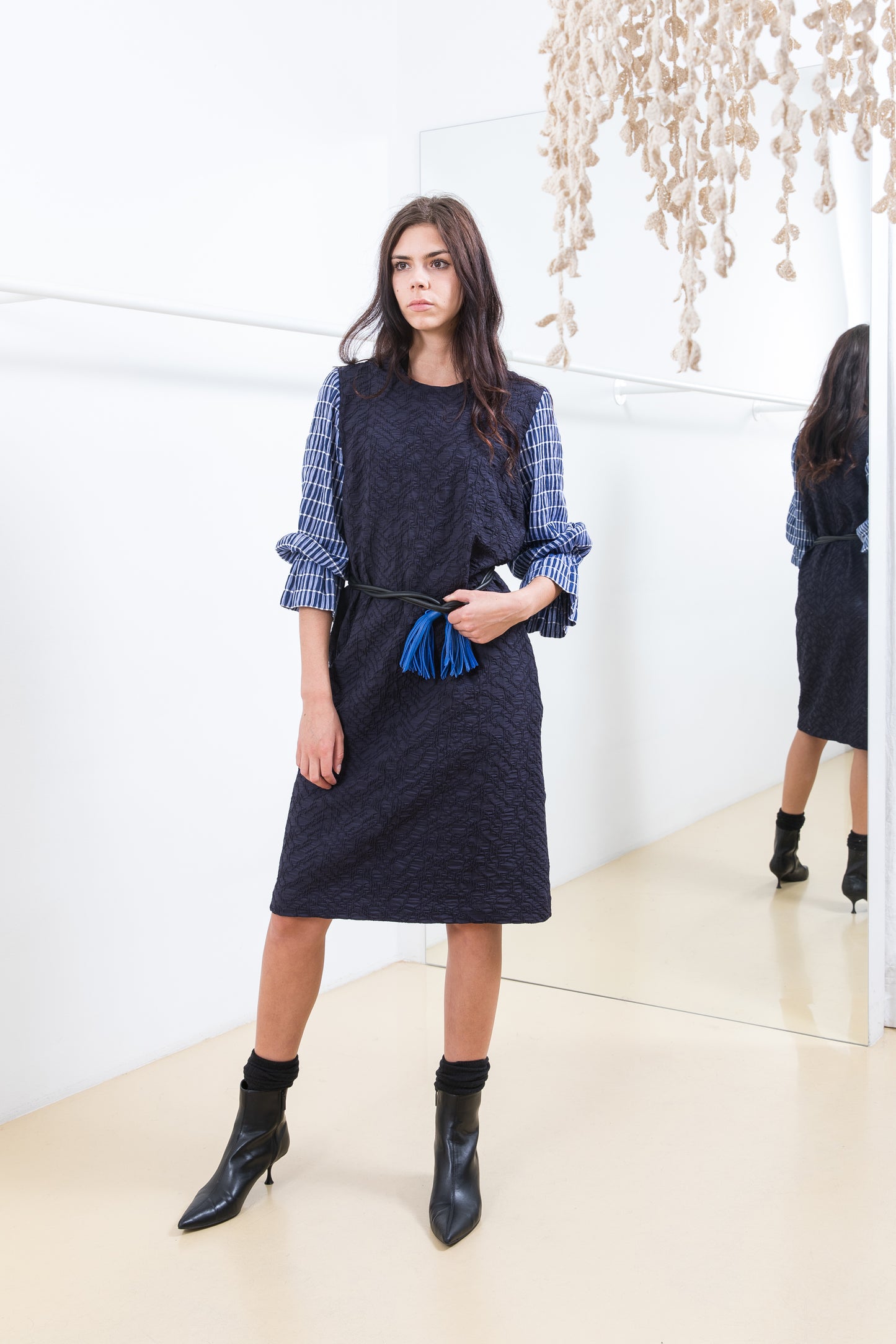 DRESS WITH BLUE SLEEVES