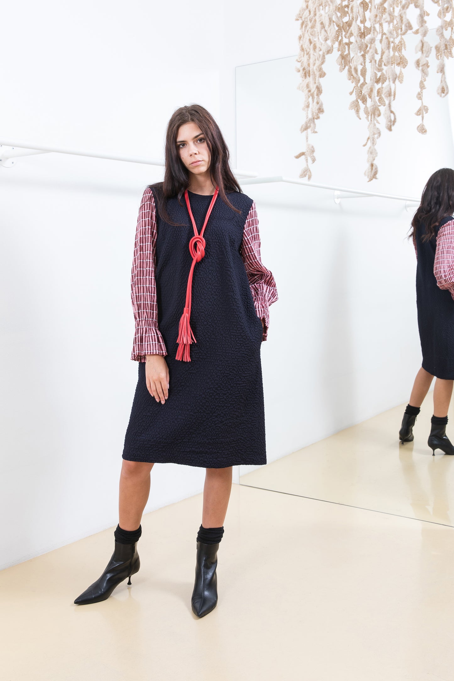 DRESS WITH RED SLEEVES