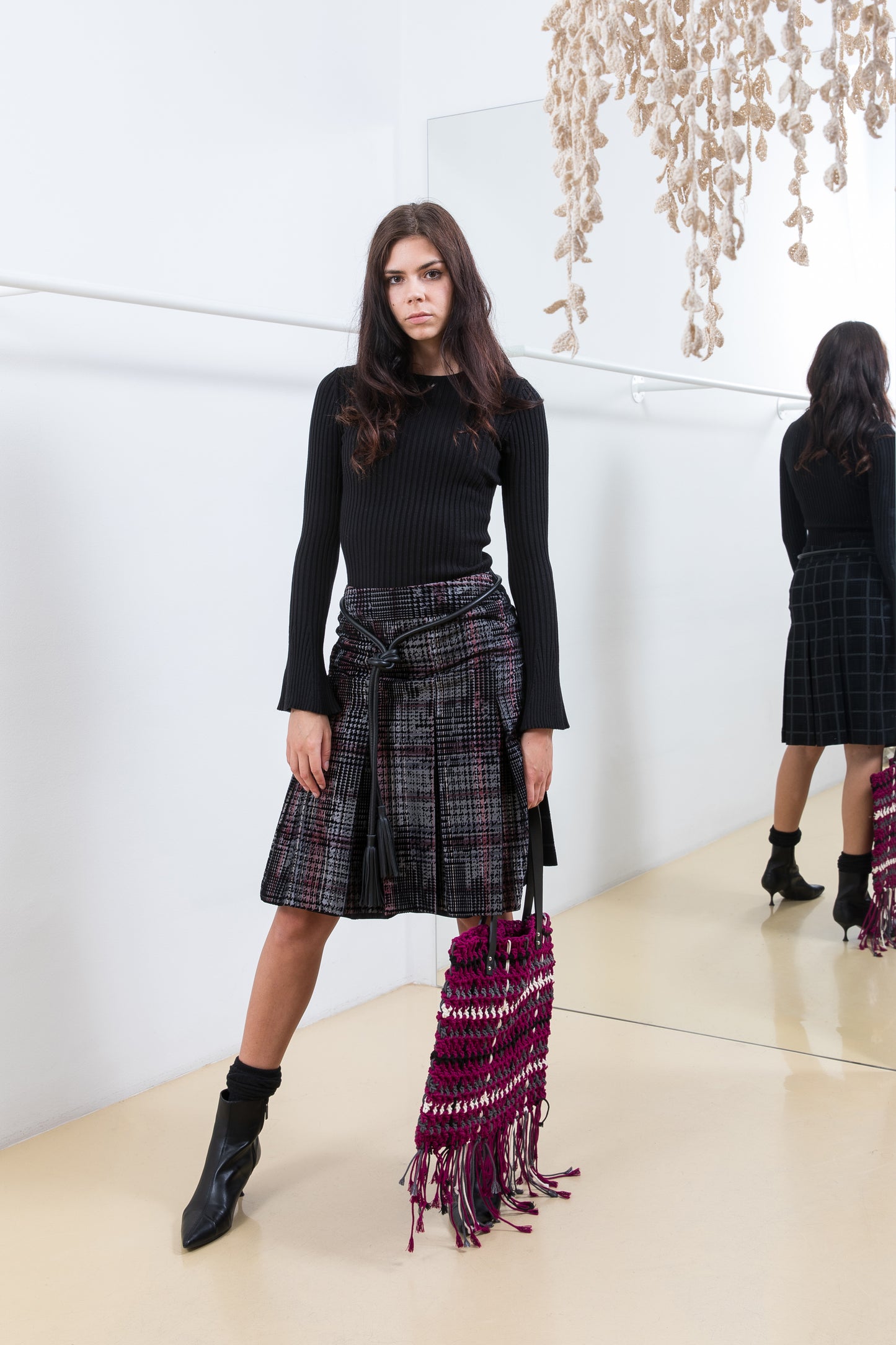 PLAID SKIRT WITH FOLDS