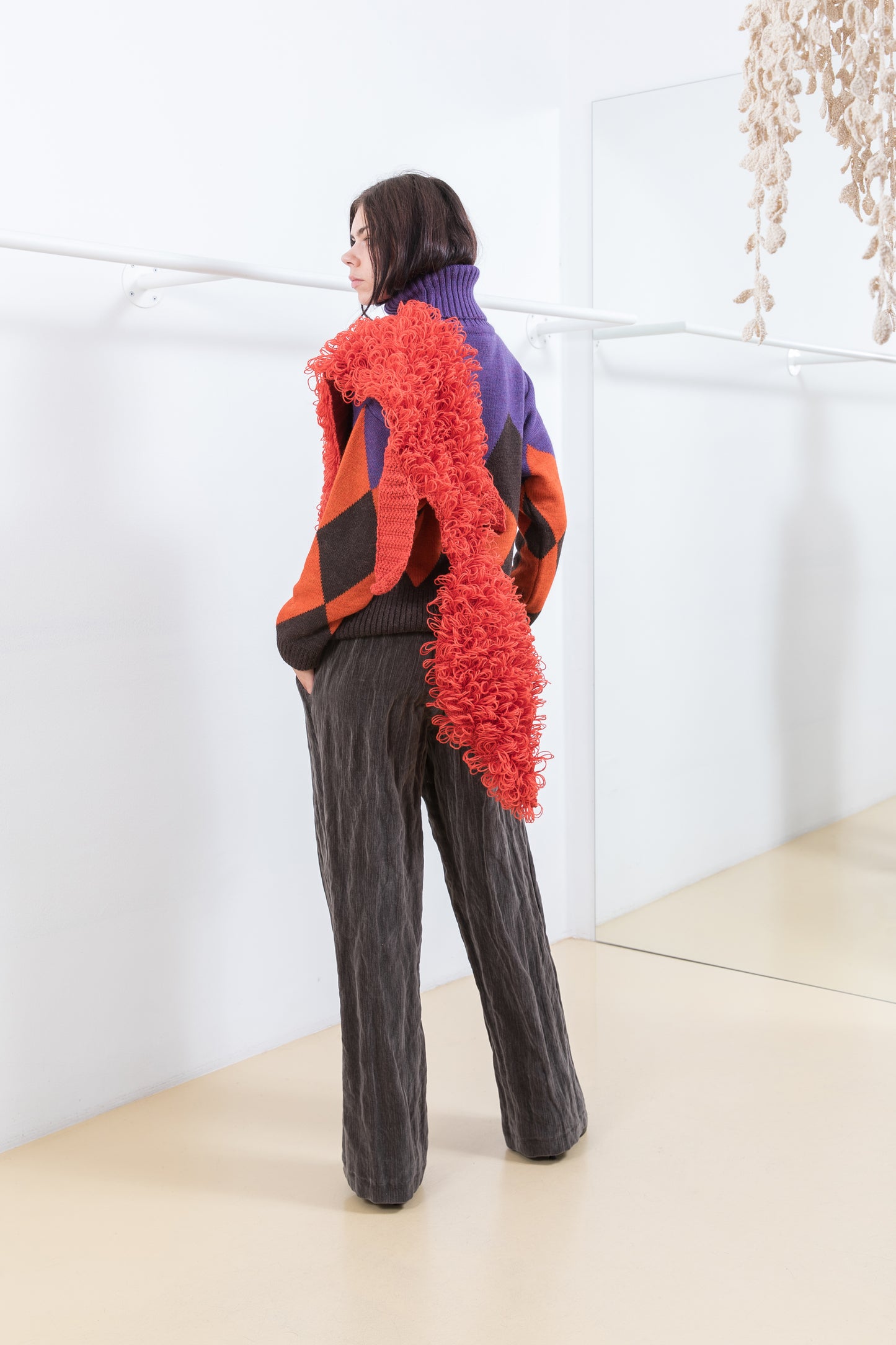 VELVET CRINKLED TROUSERS