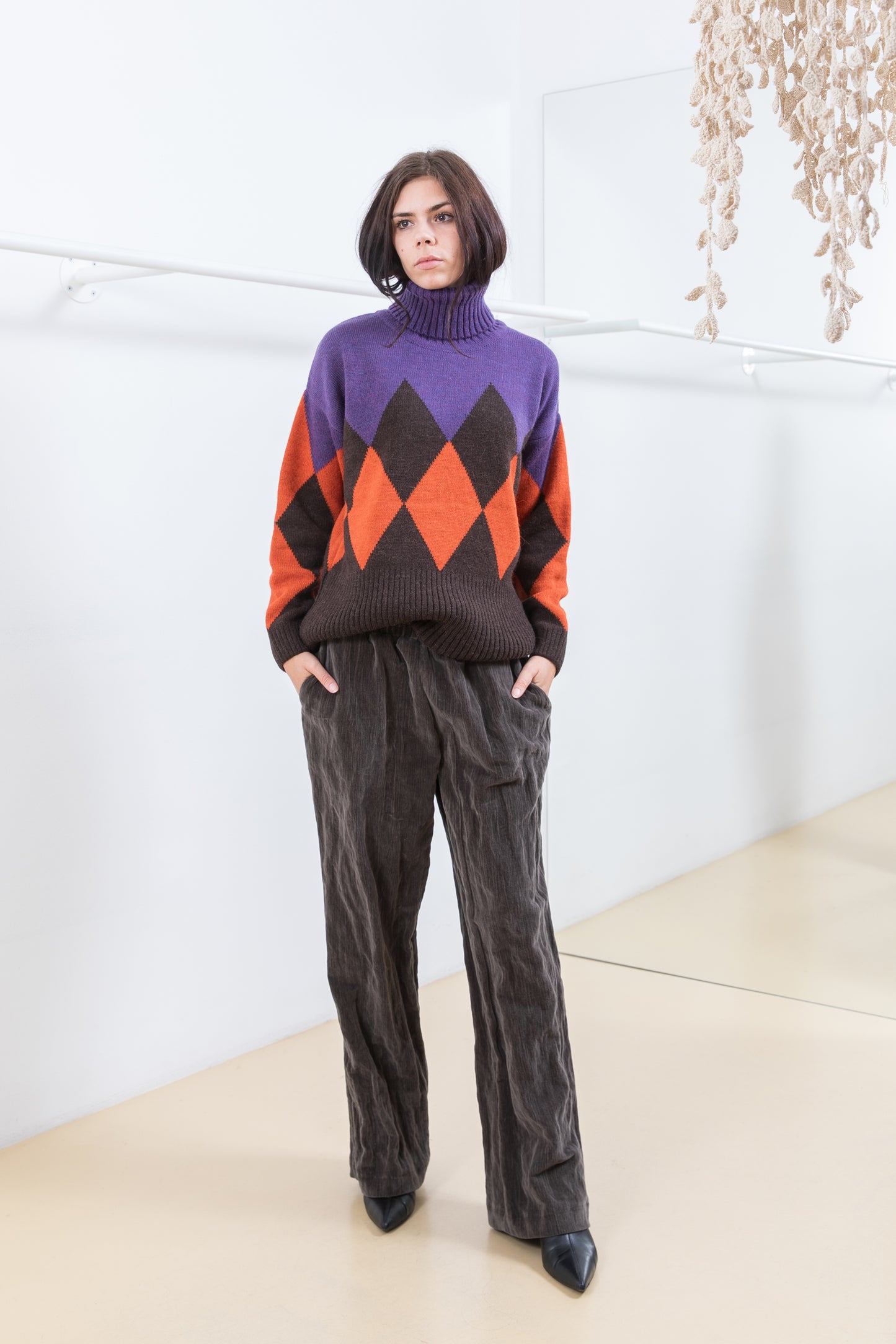 VELVET CRINKLED TROUSERS