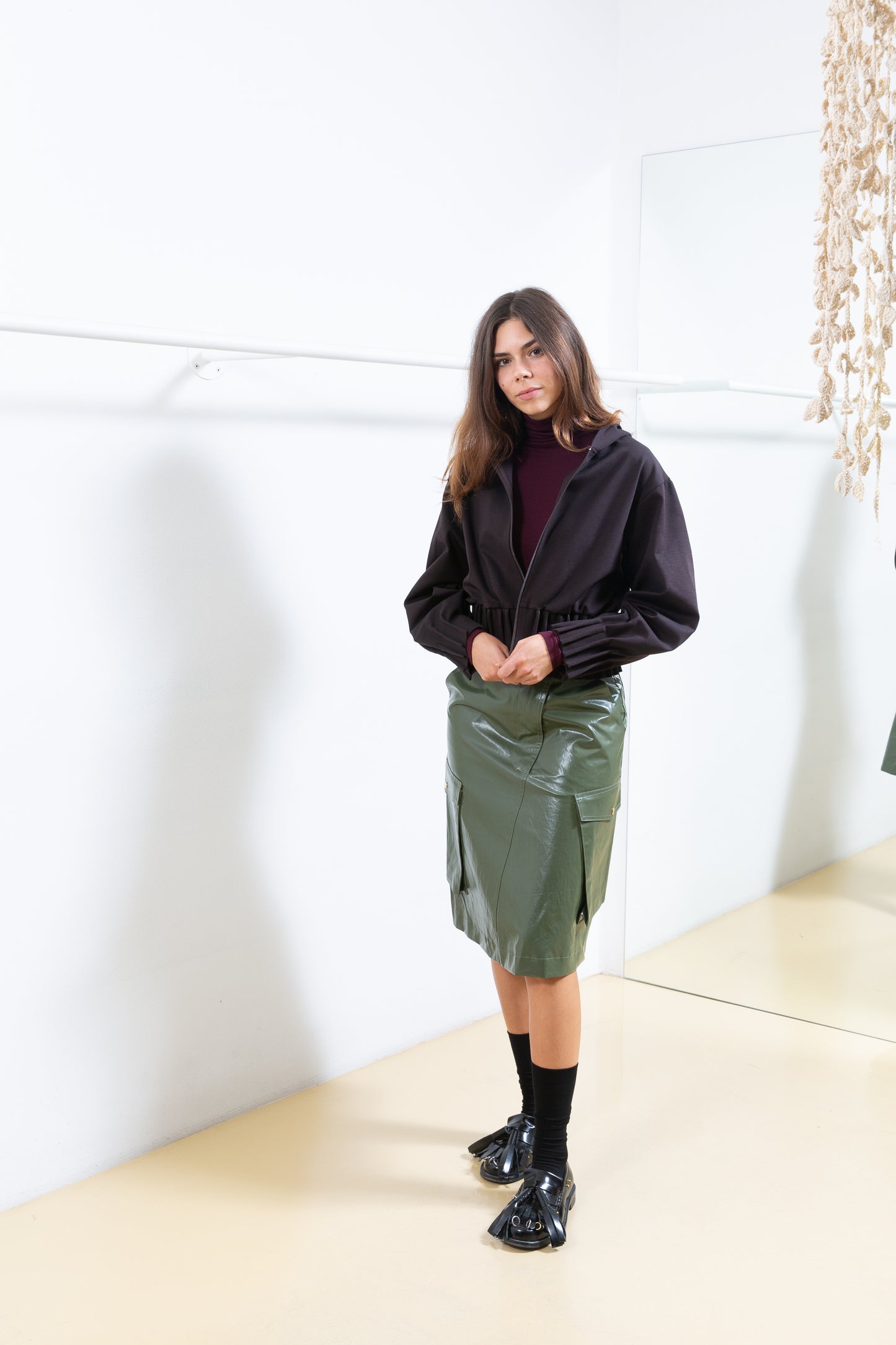 Brown Cardigan with Pleats