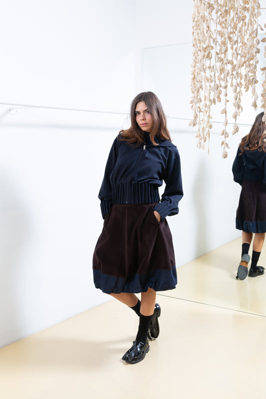 Blue Cardigan with Pleats