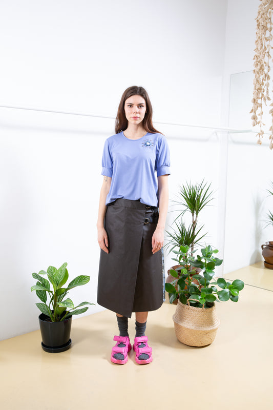 Half Pleated Black Skirt