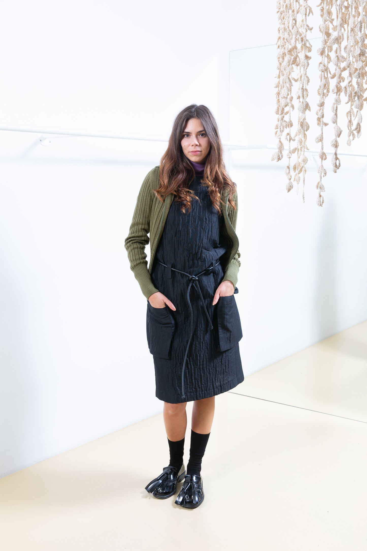 Black Sleeveless Dress with Pockets