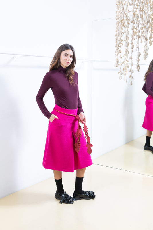Pink Skirt with Front Pleat