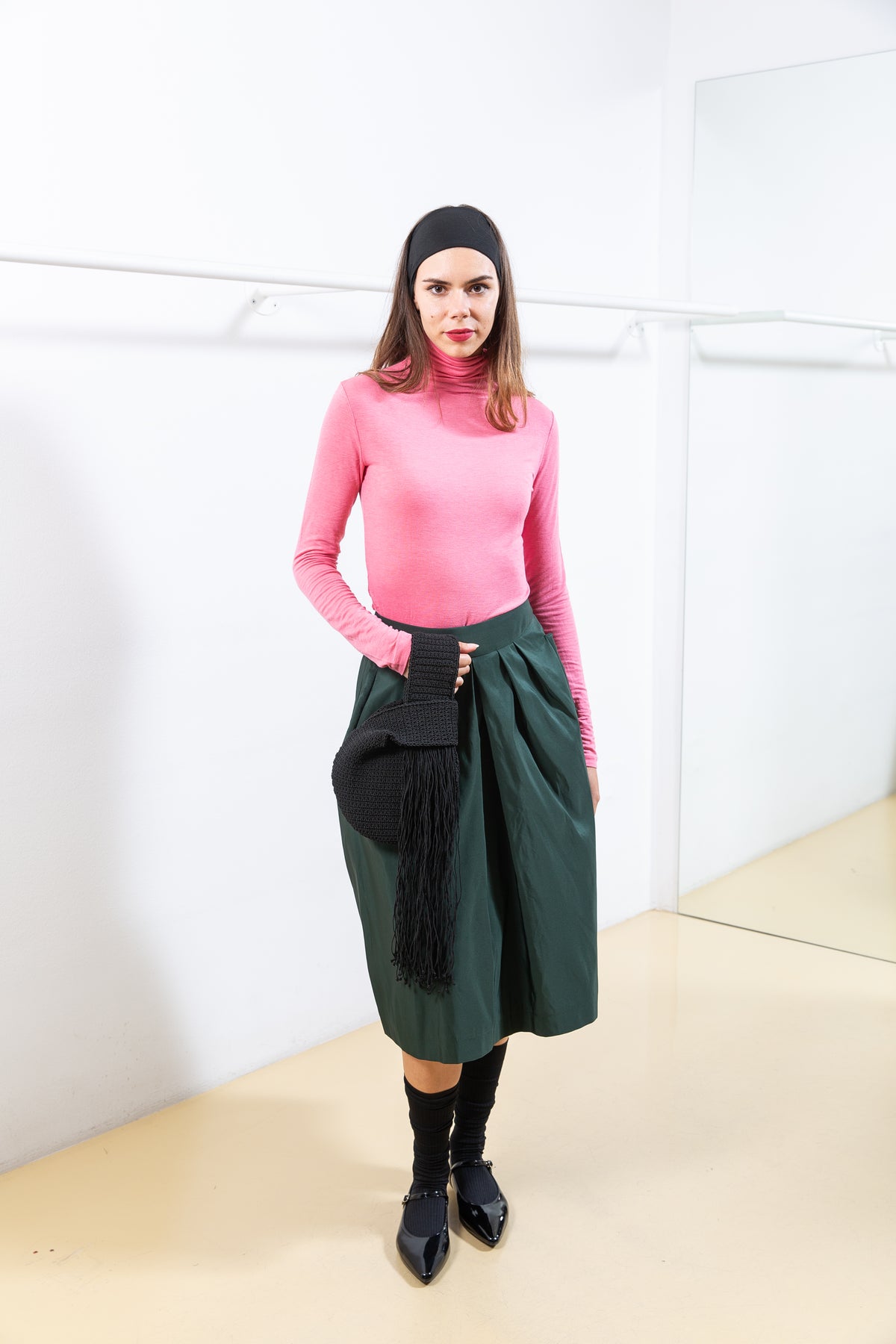 Green Skirt with Pocket Details