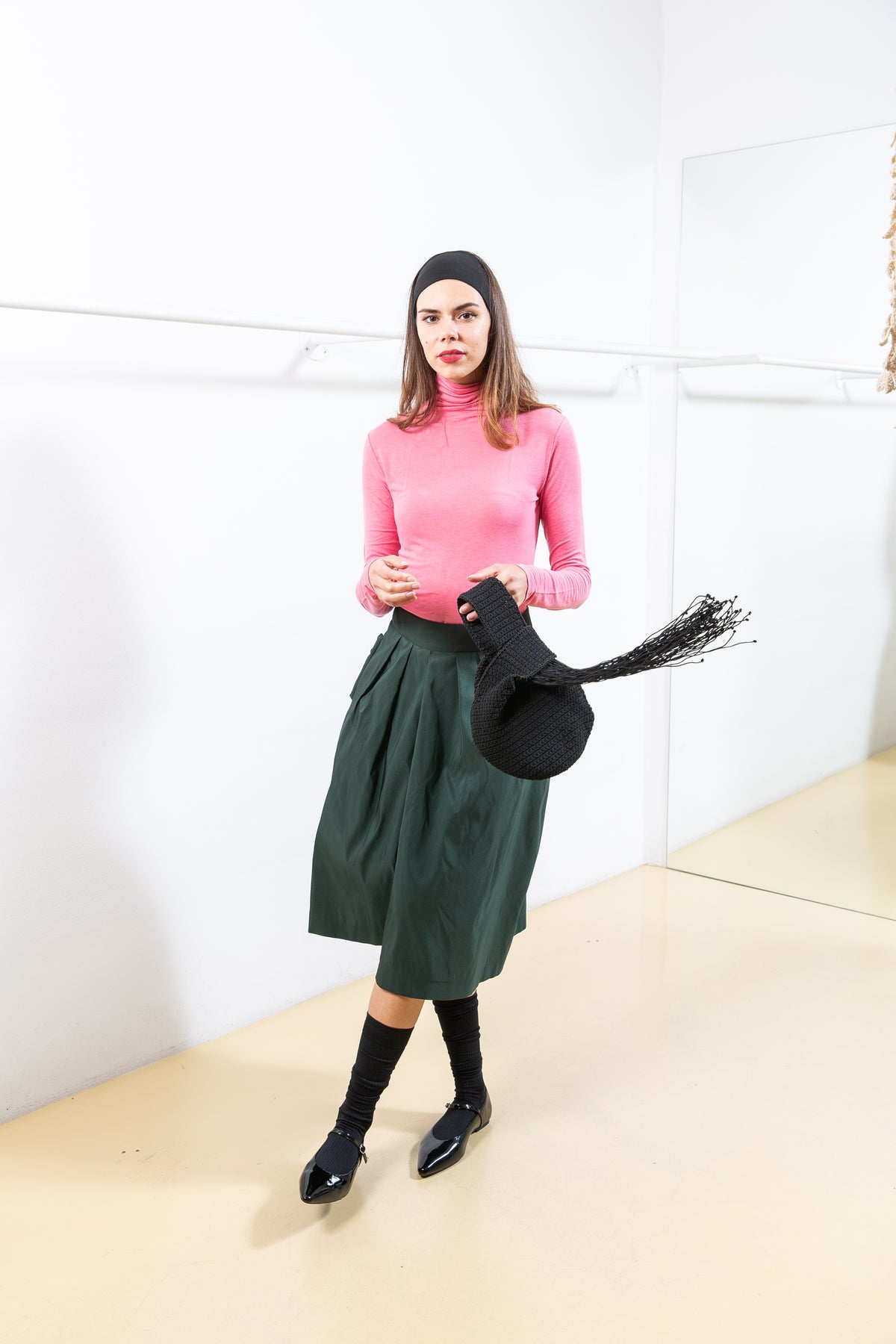 Green Skirt with Pocket Details