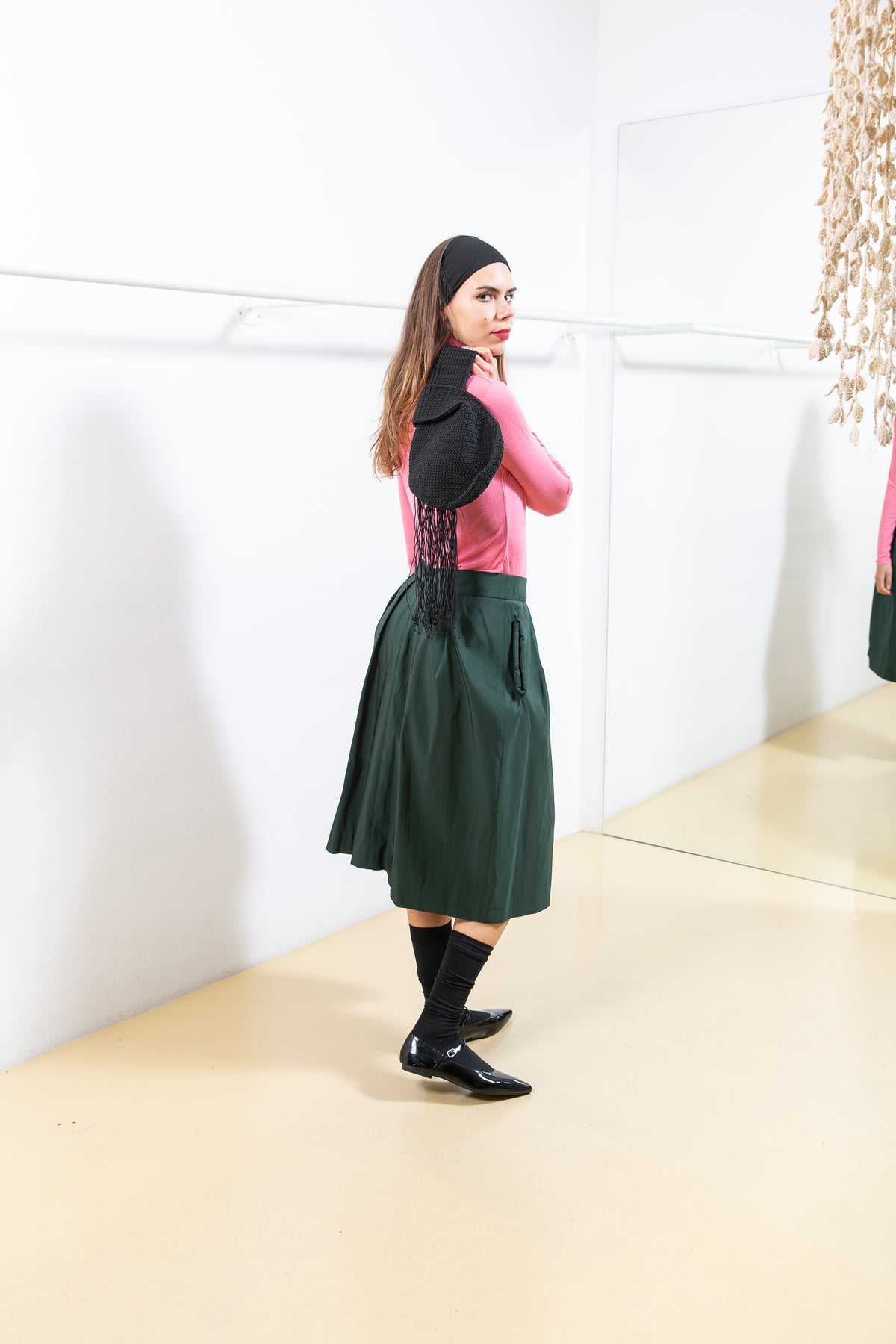 Green Skirt with Pocket Details