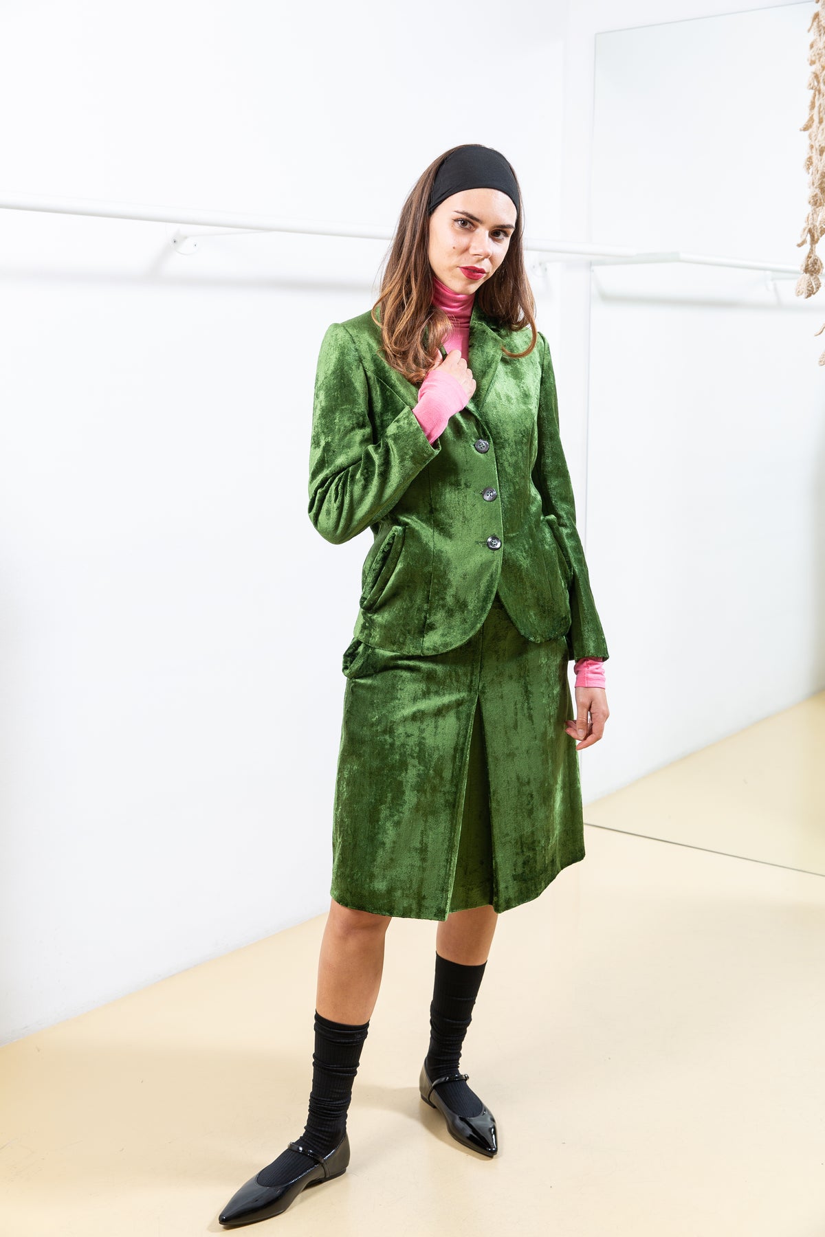 Green Velvet Skirt