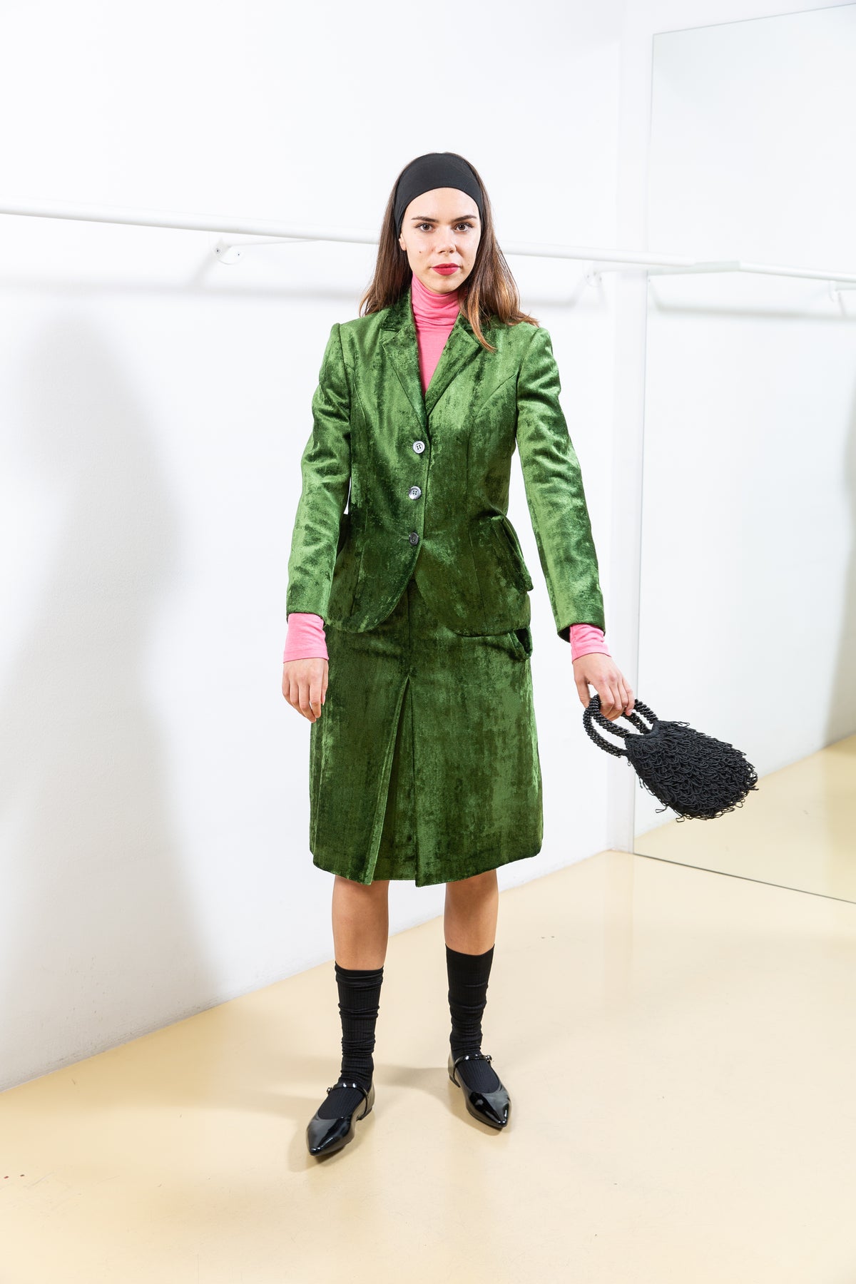 Green Velvet Skirt