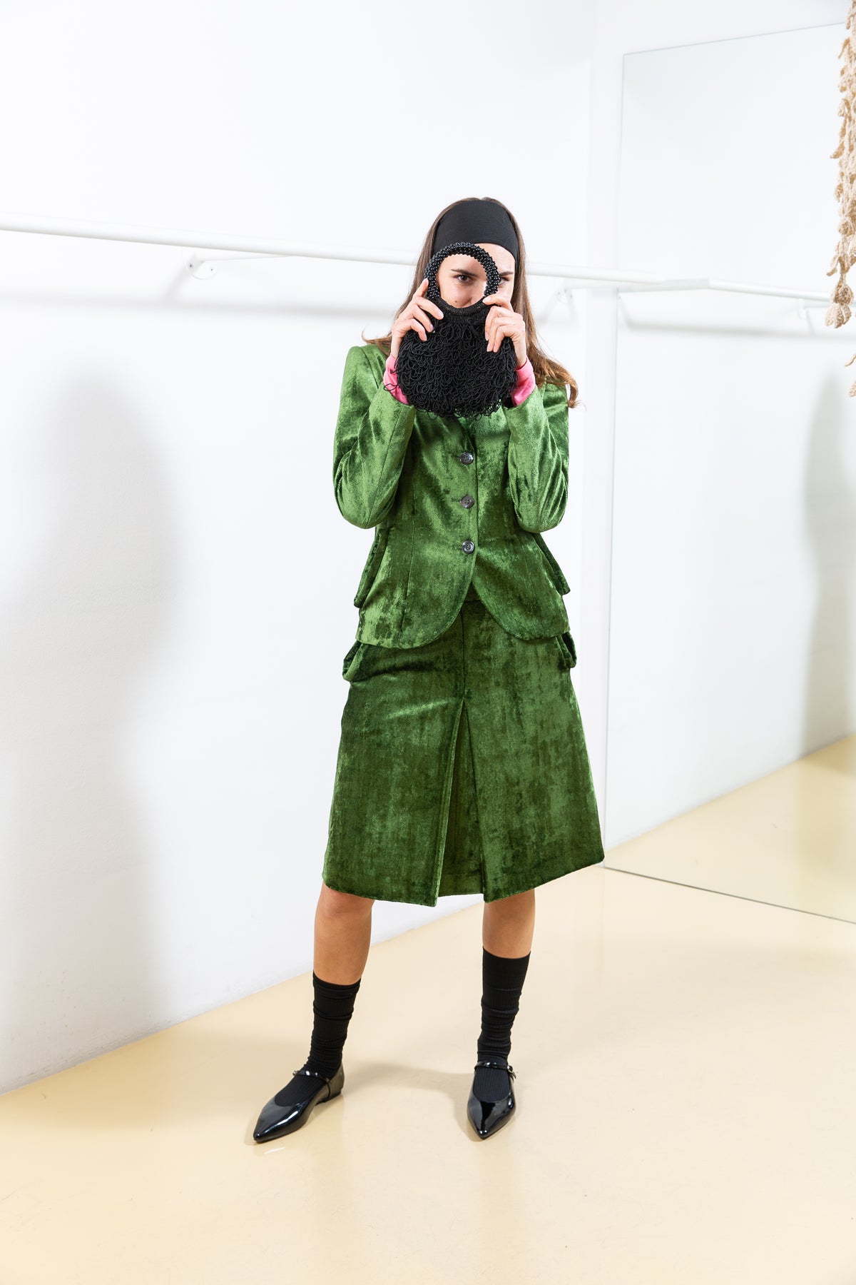 Green Velvet Skirt