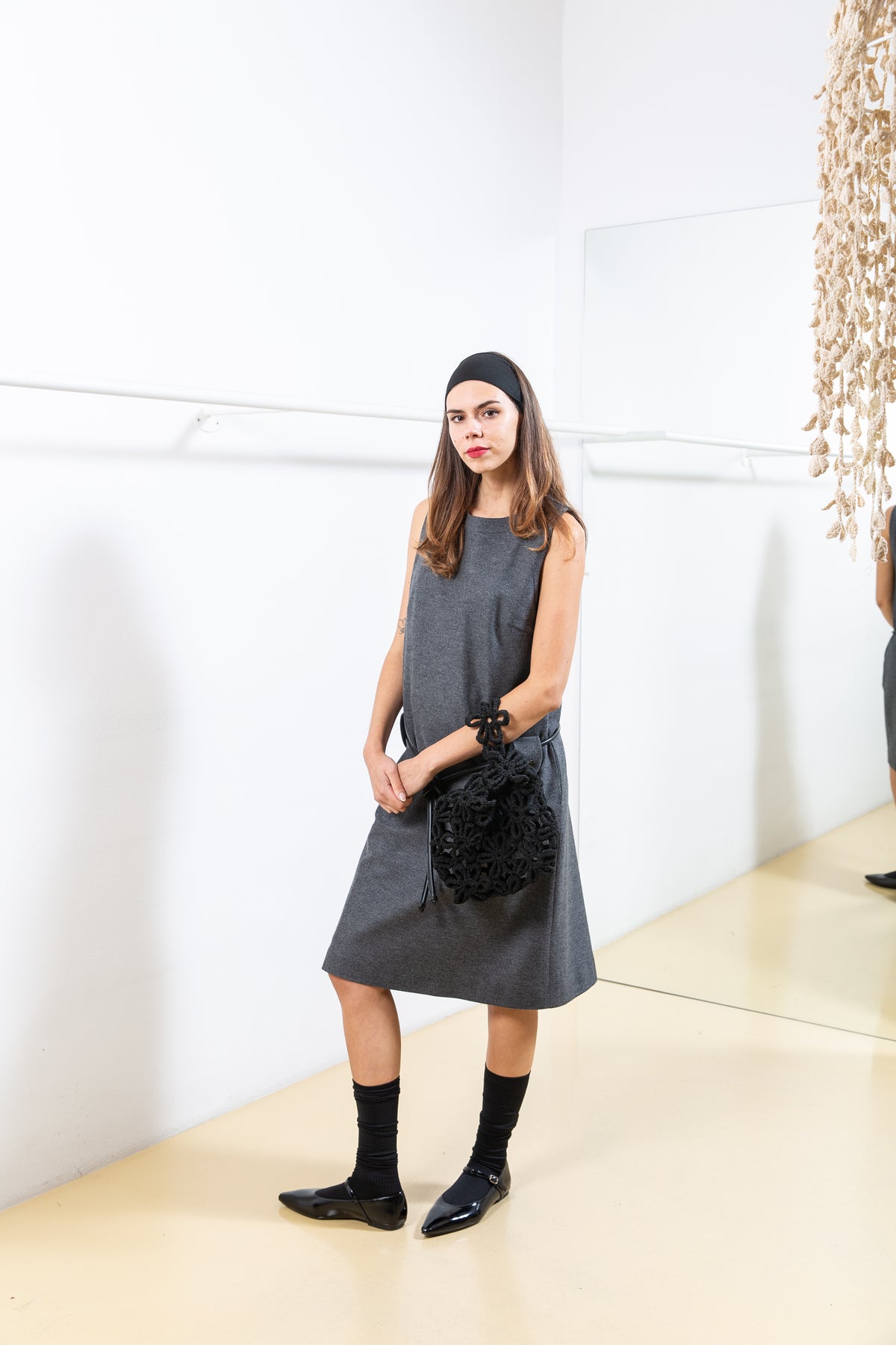 Grey Dress with Open Back