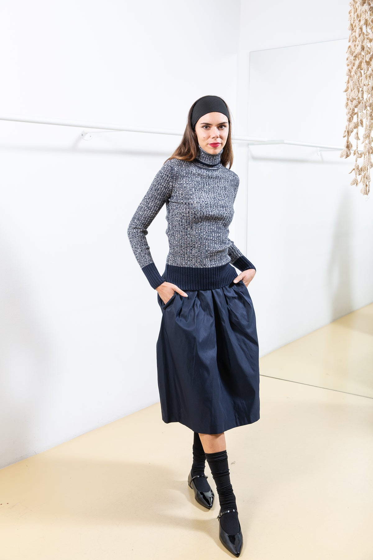Dark Blue Skirt with Pocket Details