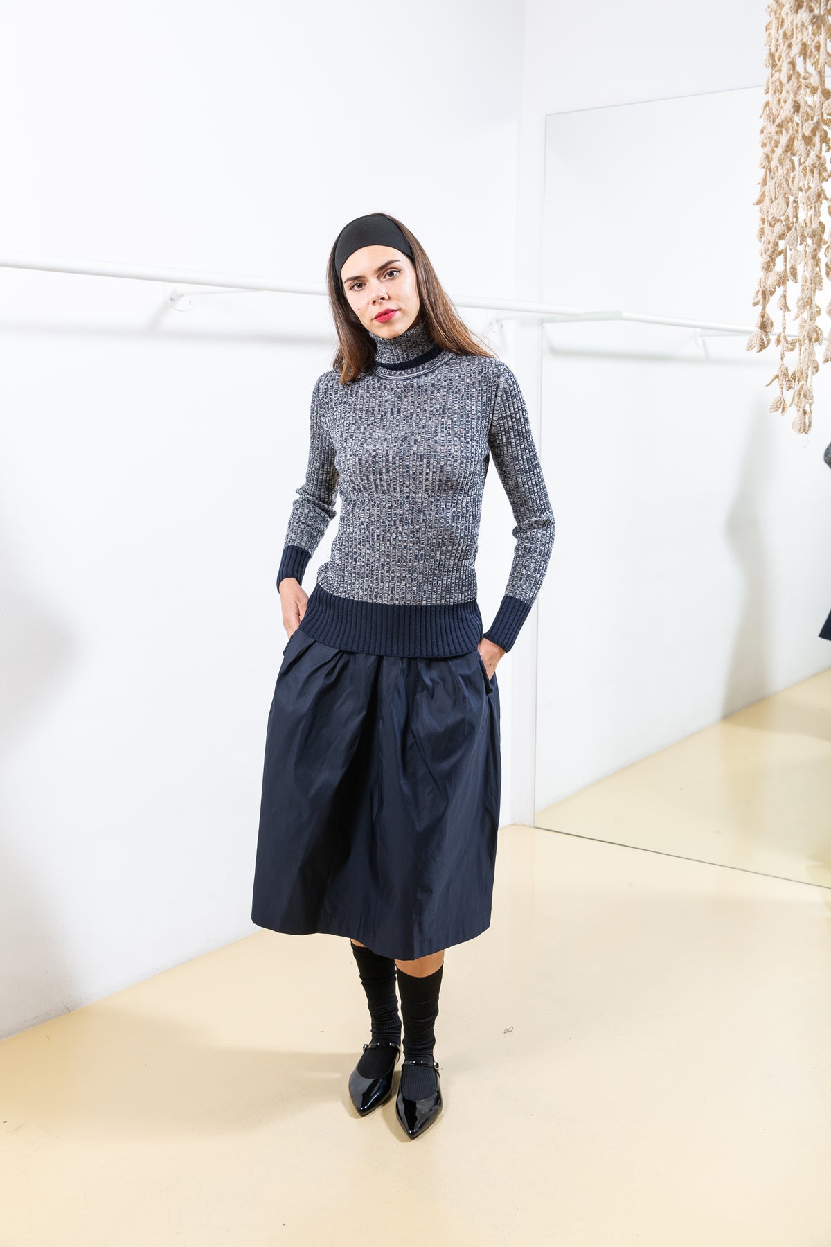 Dark Blue Skirt with Pocket Details