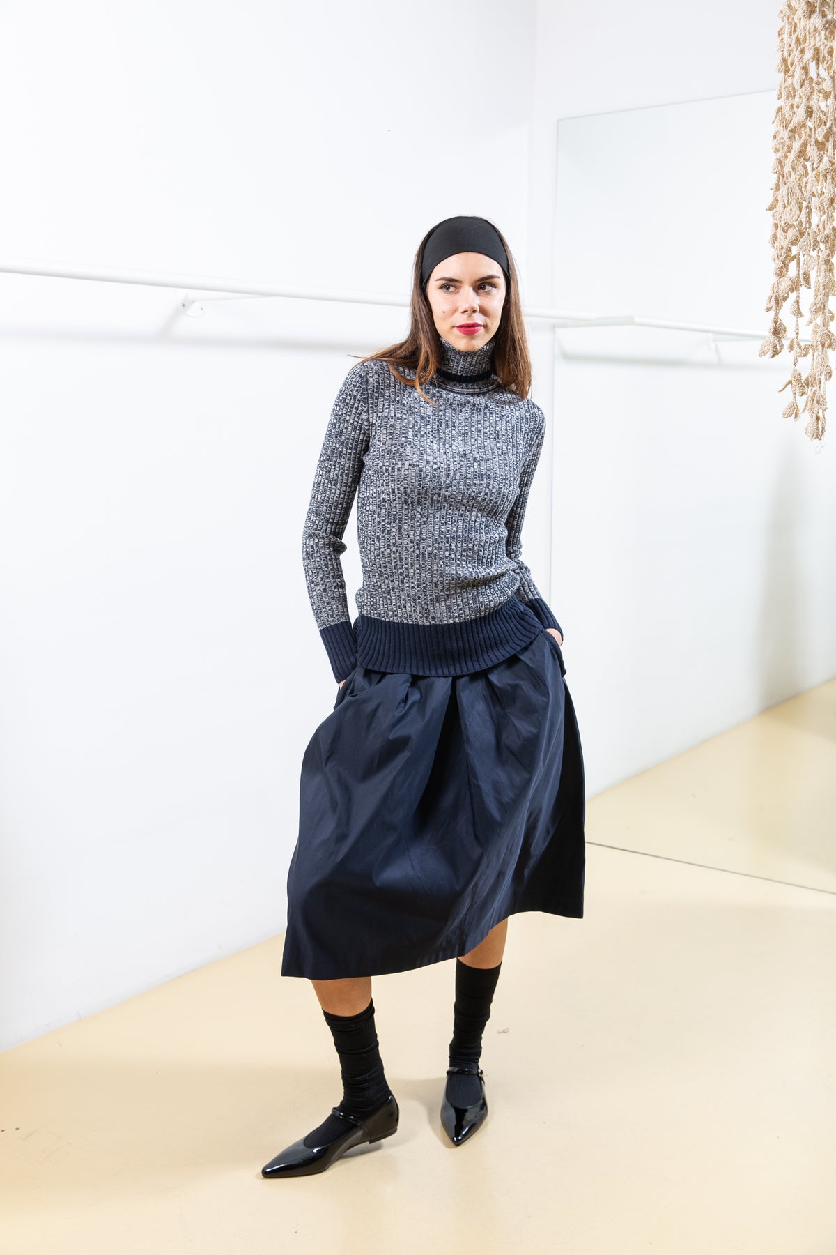 Dark Blue Skirt with Pocket Details