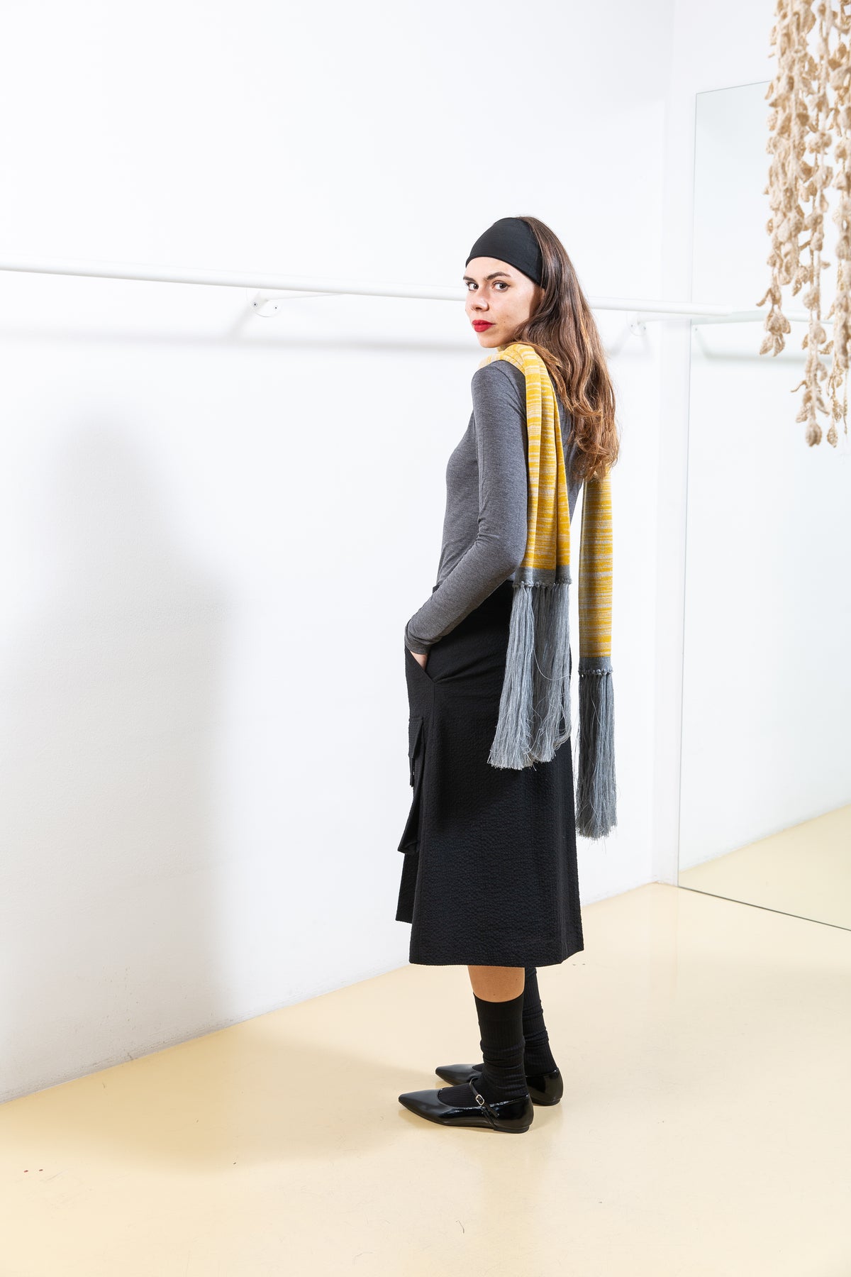 Black Textured Skirt with Cargo Pockets