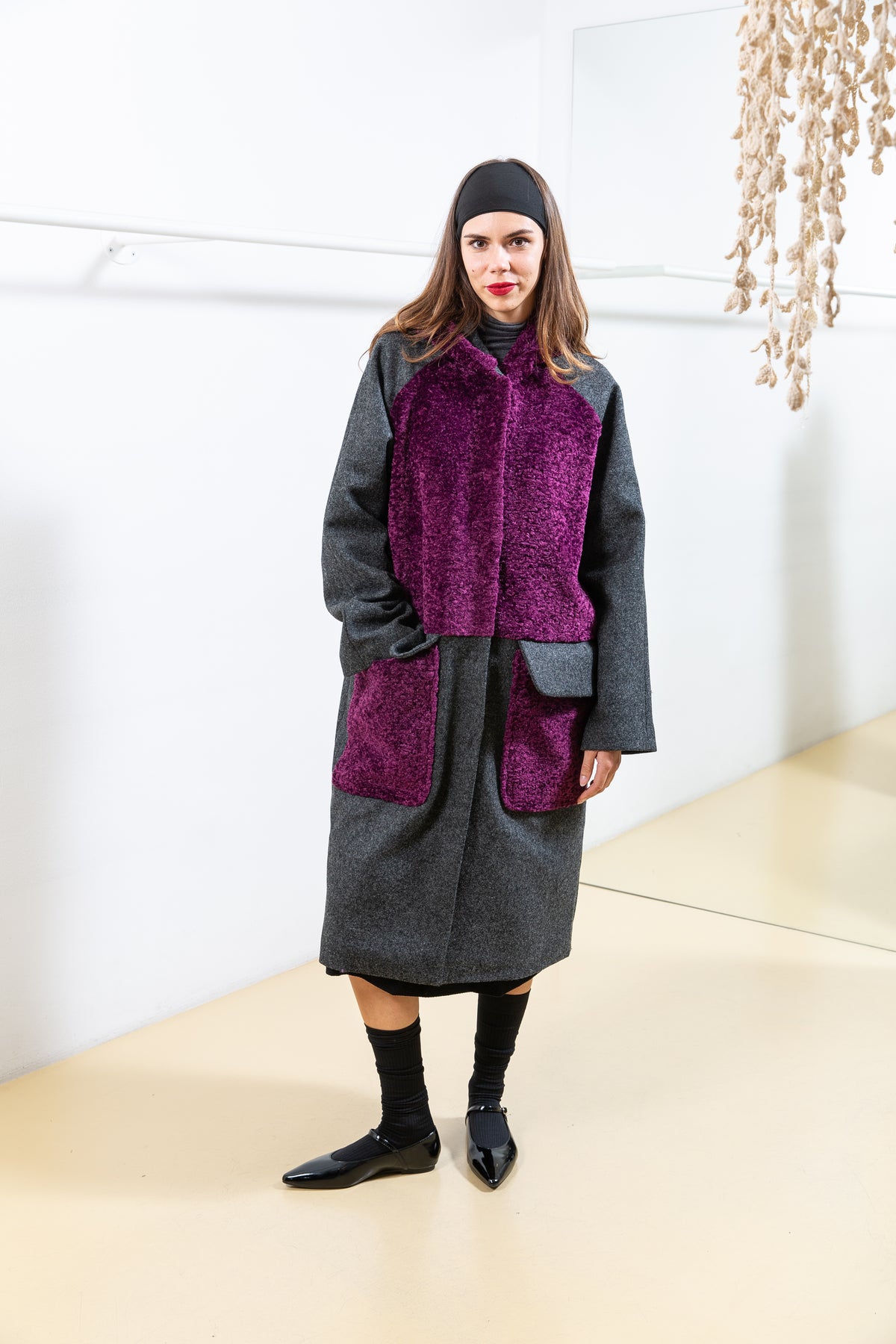 Grey and Pink Textured Coat