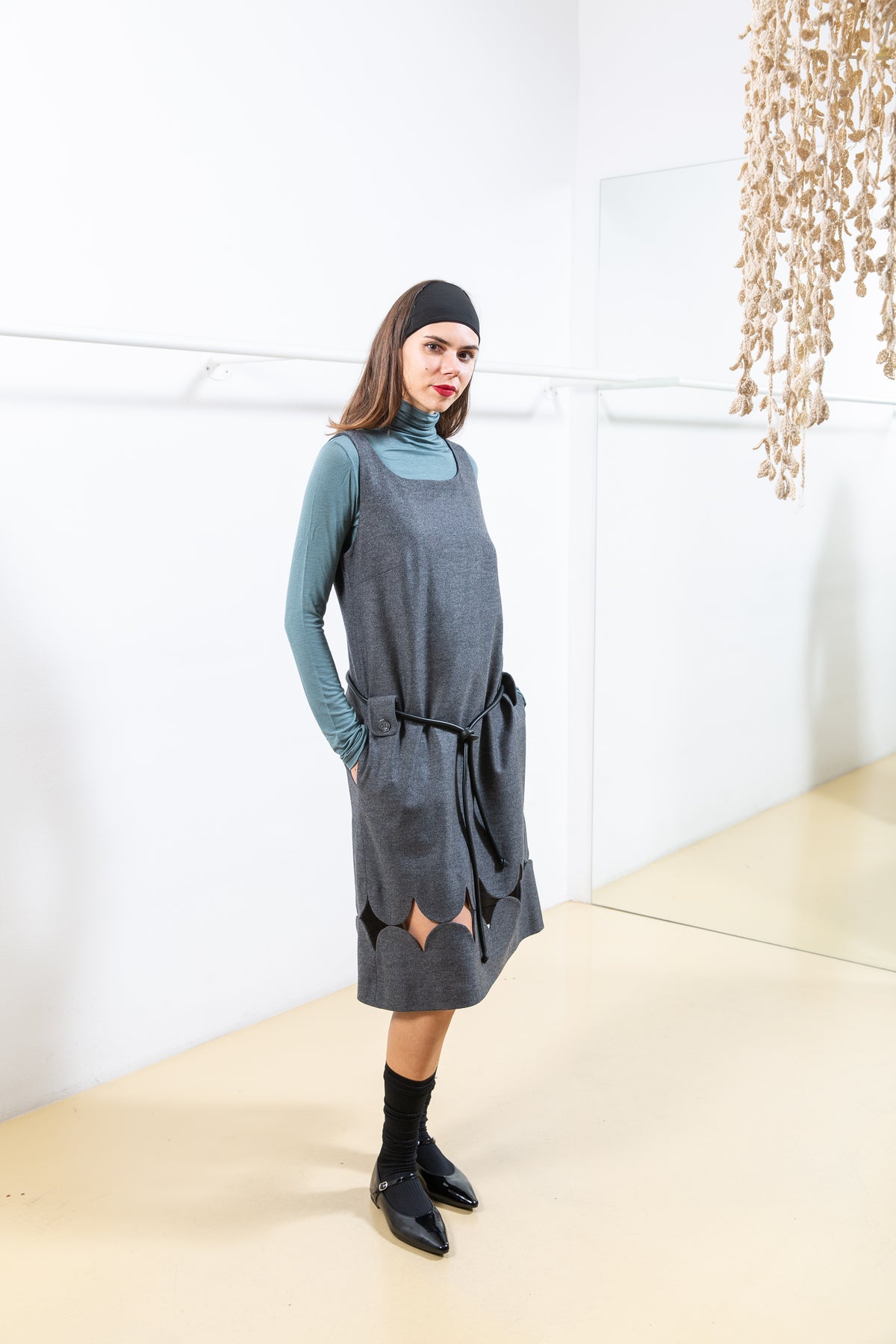Grey Dress with Details on the bottom
