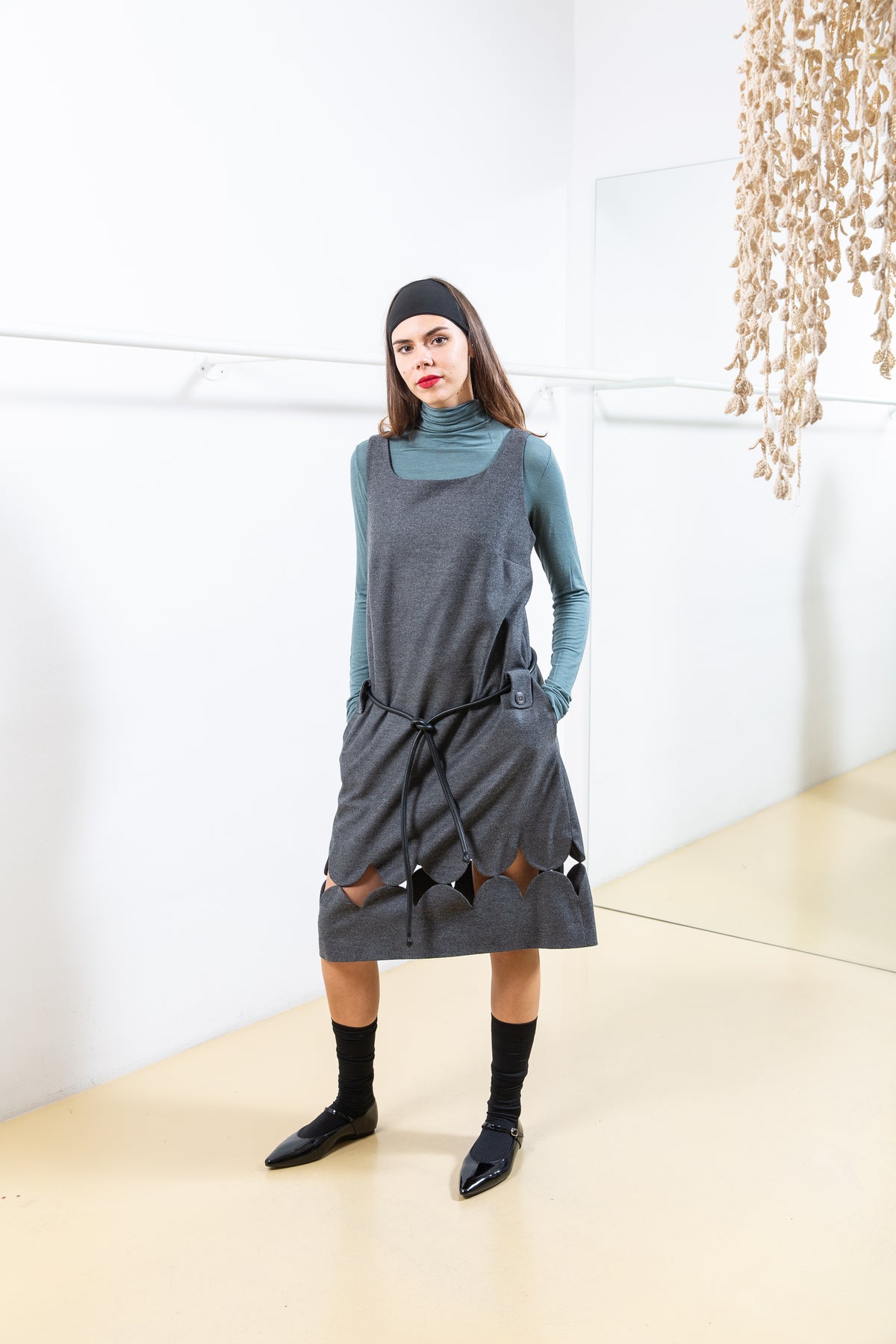 Grey Dress with Details on the bottom