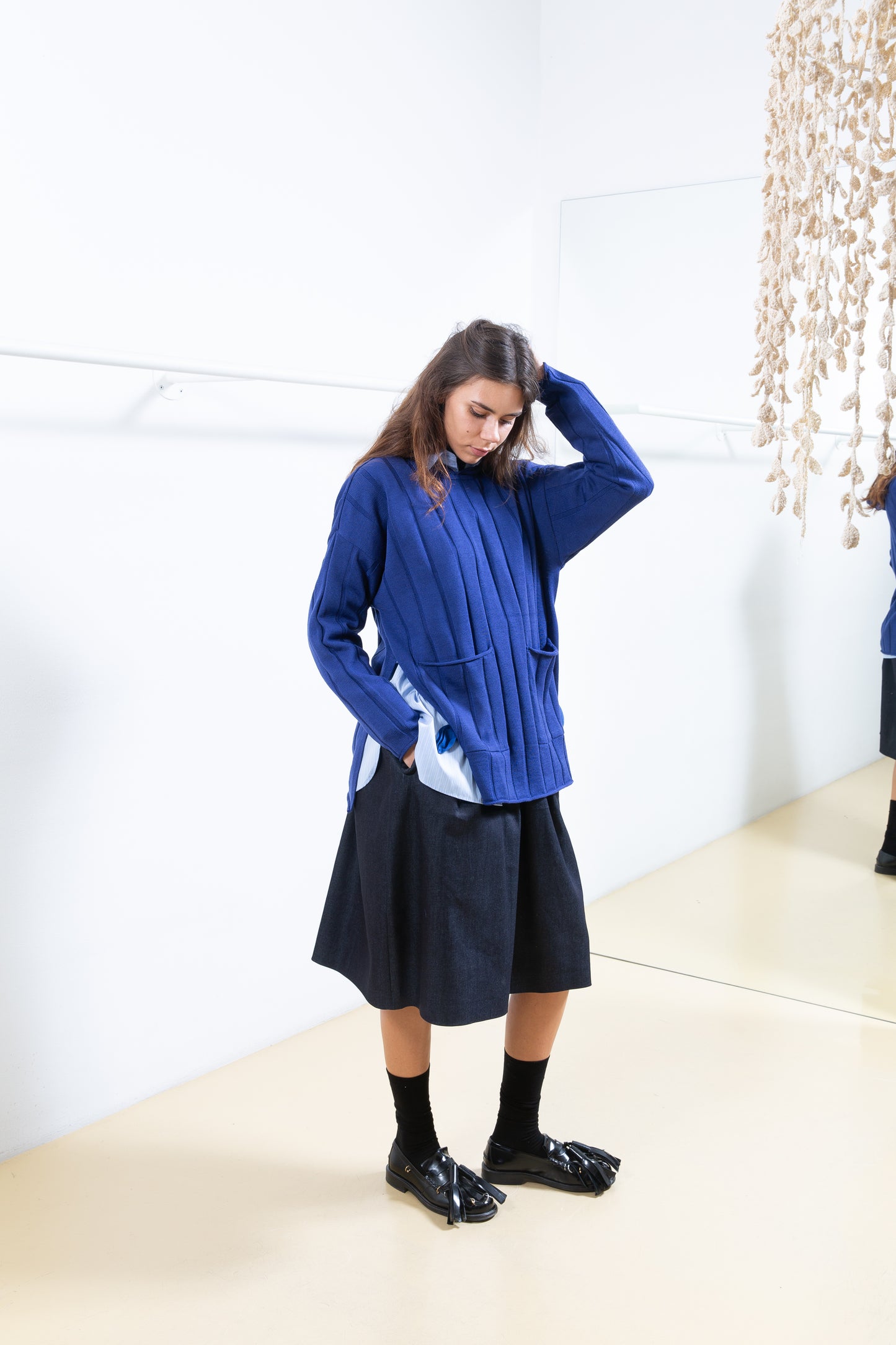 Blue Ribbed Sweater