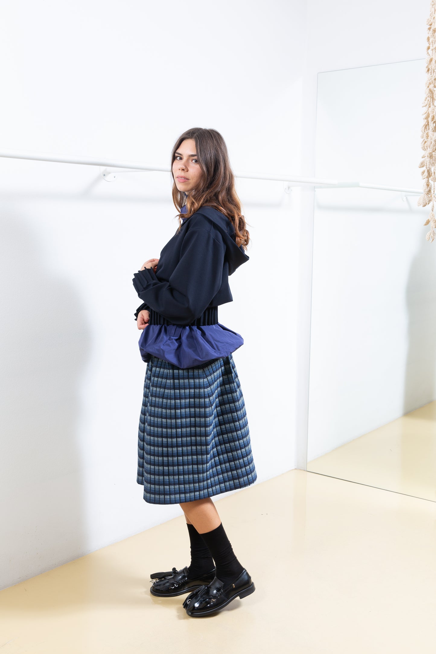 Blue Cardigan with Pleats