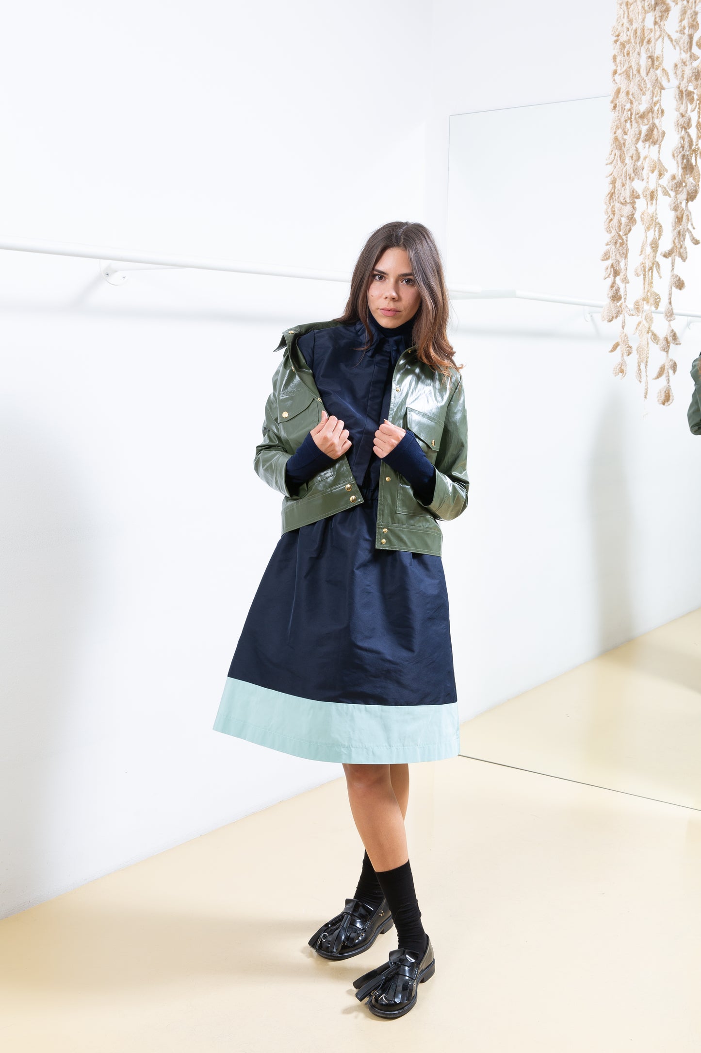 Navy Dress with Mint Trim