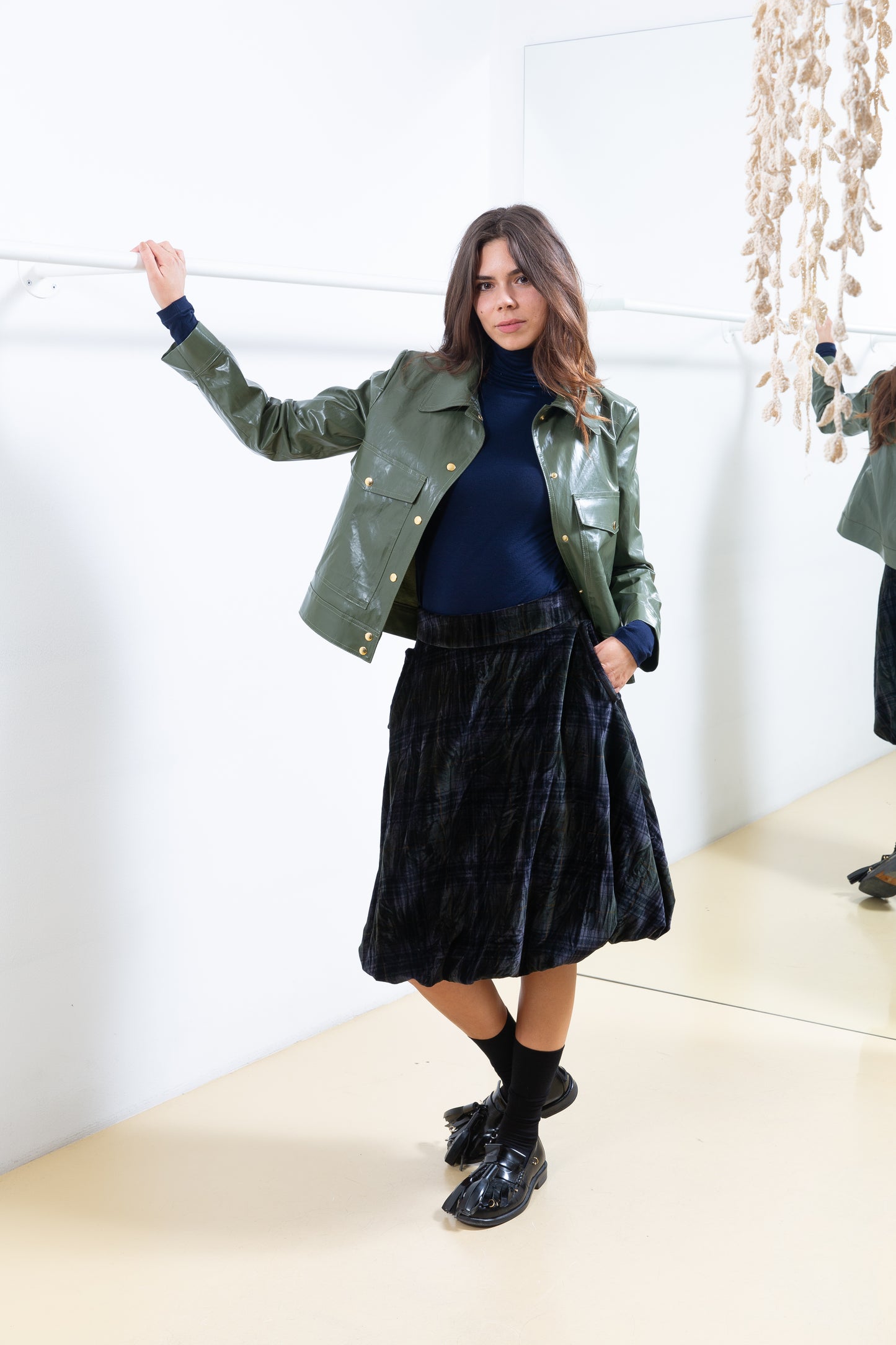 Dark Plaid Bubble Skirt