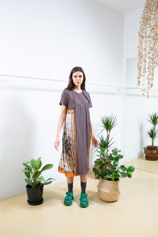 Brown Dress with Plisse